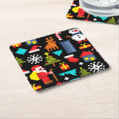 ピクセルクリスマス スクエアペーパーコースター (アングル)