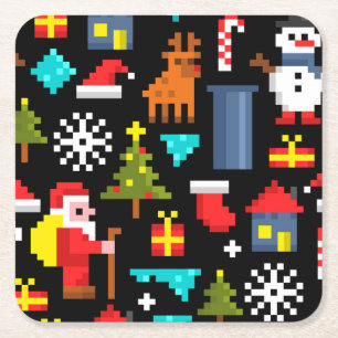 ピクセルクリスマス スクエアペーパーコースター