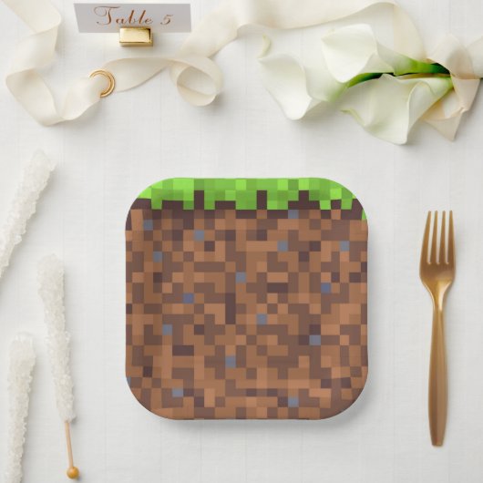 ピクセルグラス ゲーマー 誕生日 ペーパープレート (ウェディング)