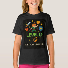 ピクセルゲーマーキッズTシャツ – レベルアップレトロスタイル Tシャツ