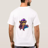 ピクセルゲーマーモンキーおもしろいTシャツ Tシャツ (裏面)