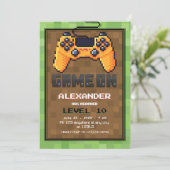 ピクセルゲーマーレベルアップ誕生日招待状 招待状 (スタンド正面)