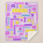 ピクセルゲーミングピンク紫の黄色の女の子の名前 シェルパブランケット (正面)