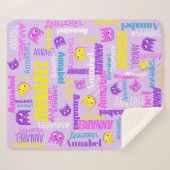 ピクセルゲーミングピンク紫の黄色の女の子の名前 シェルパブランケット (正面(横))
