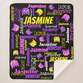 ピクセルゲーミングピンク黄色の黒の女の子名 シェルパブランケット