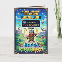 ピクセルゲームの誕生日カード レベルアップ ゲーマー レトロ カード