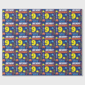 ピクセルゲームエイリアン9th誕生日ブライトカスタム ラッピングペーパー (フラット)