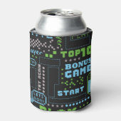 ピクセルゲームスタイル:抽象芸術のシームレスなパターン 缶クーラー (缶正面)
