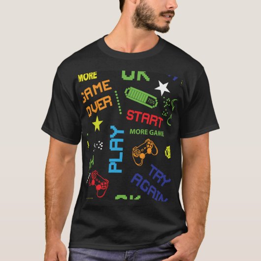ピクセルゲームスタイル:抽象芸術シームレス。 Tシャツ (正面)