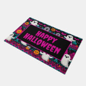 ピクセルゴーストのハロウィンセーター柄 ドアマット (アングル)