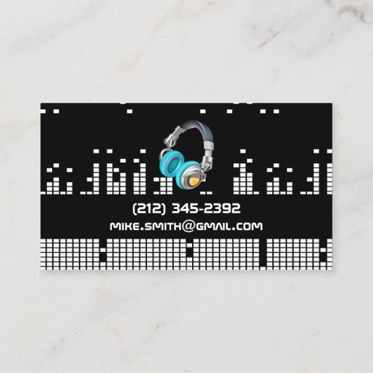 ピクセルサウンドバーの背景 |ヘッドフォン 名刺 (裏面)