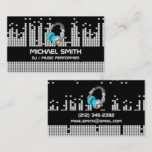 ピクセルサウンドバーの背景 |ヘッドフォン 名刺 (正面/裏面)