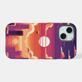 ピクセルサンセットシティ iPhone 15ケース (裏面横)