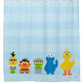 ピクセルセサミストリートキャラクター シャワーカーテン (正面)