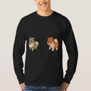 ピクセルドッグポメラニア犬及び柴犬 Tシャツ