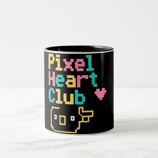 ピクセルハートクラブ:ゲーマー向けレトロラブピクセルアート ツートーンマグカップ