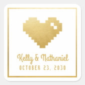 ピクセルハートゲーマー結婚式の引き出物シール スクエアシール (正面)