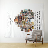 ピクセルハートフォトコラージュ家族の記念日 タペストリー (インサイチュ(横))