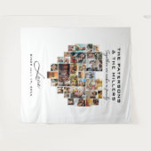 ピクセルハートフォトコラージュ家族の記念日 タペストリー (正面(横))