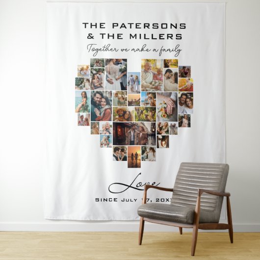 ピクセルハートフォトコラージュ家族の記念日 タペストリー (インサイチュ)
