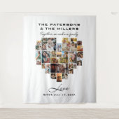 ピクセルハートフォトコラージュ家族の記念日 タペストリー (正面)