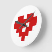 ピクセルハート8ビットラブ ラウンド壁時計 (傾斜)