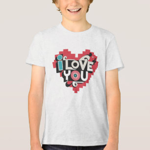 ピクセルハート レトロタイポグラフィ I Love You トライブレンドTシャツ
