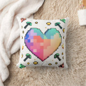 ピクセルハートTシャツ – レトロ愛モダン、Vibes クッション (ブランケット)