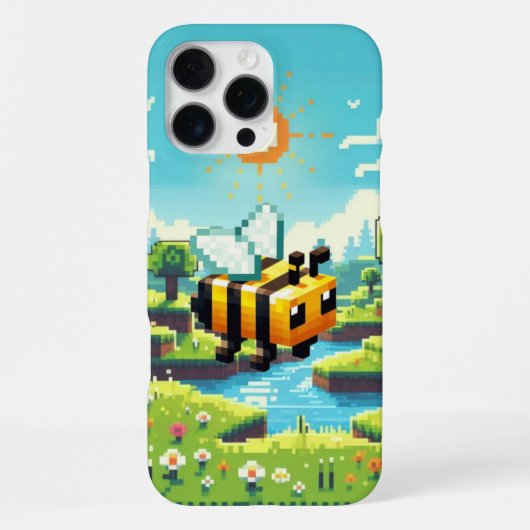 ピクセルバズ：晴れた牧草地の冒険 iPhoneケース (裏面)