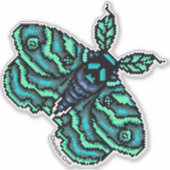 ピクセルブルーモスとスカルデザイン シール (正面)