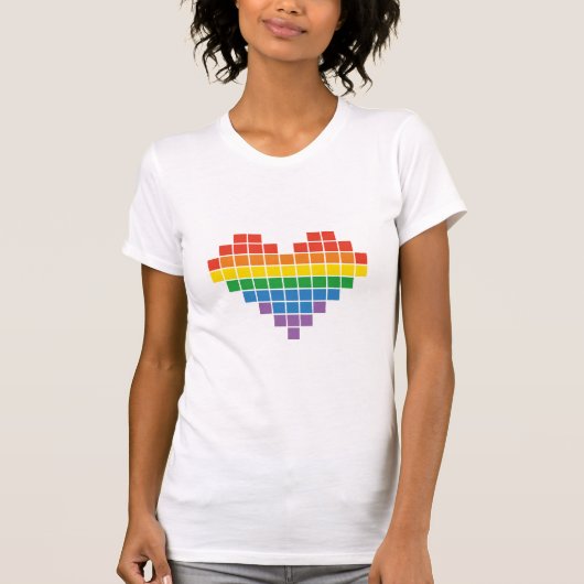 ピクセルプライドハートティー:ピクセル単位の愛 Tシャツ (正面)