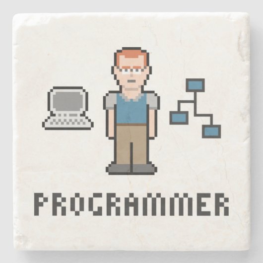 ピクセルプログラマー大理石の石のコースター ストーンコースター (正面)