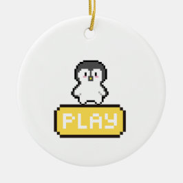 ピクセルペンギン プレイヤー ゲーマー セラミックオーナメント
