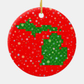 ピクセルミシガンとパステルスノーフレーク セラミックオーナメント (裏面)