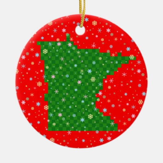 ピクセルミネソタおよびパステル調の雪片 セラミックオーナメント (正面)