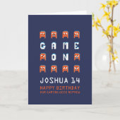 ピクセルモンスターゲーマー甥14歳の誕生日ゲーム カード (黄色い花)