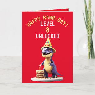 ピクセルレッドおよびイエローゲーミングトレックス誕生日 カード