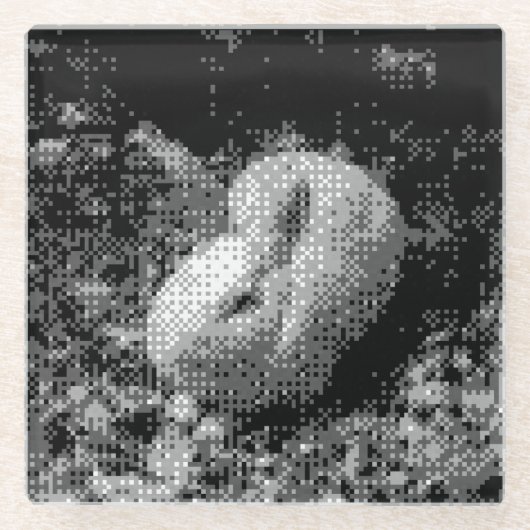 ピクセル化されたウサギのガラスのコースター ガラスコースター (正面)