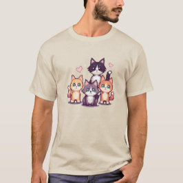 ピクセル化されたカラフルな子猫たち Tシャツ