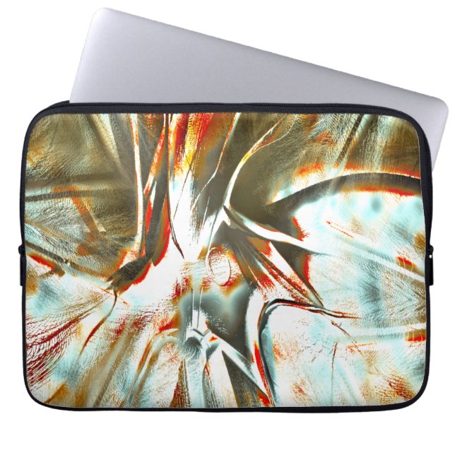 ピクセル化されたキンクとスクラッチのあるOcherテクスチャ ラップトップスリーブ (正面)