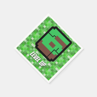 ピクセル化されたゲーマーグリーンビルディングレベルアップ6 スタンダードカクテルナプキン