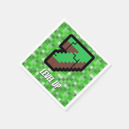 ピクセル化されたゲーマーグリーンビルディングレベルアップ7 スタンダードカクテルナプキン