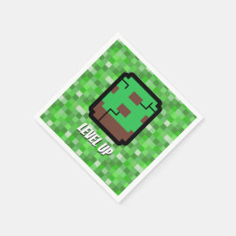ピクセル化されたゲーマーグリーンビルディングレベルアップ8 スタンダードカクテルナプキン