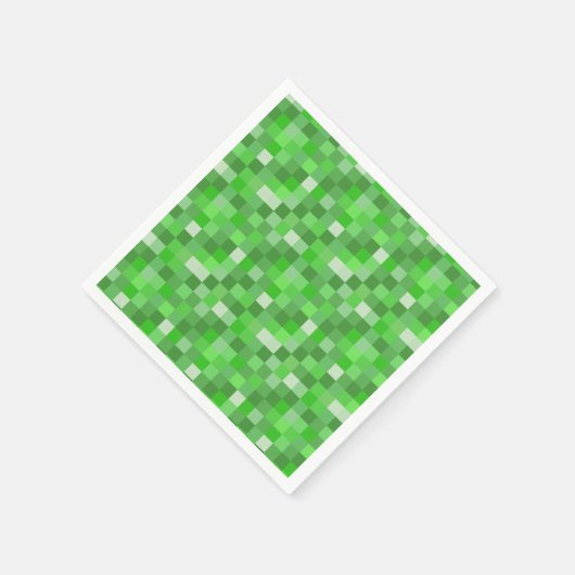 ピクセル化されたゲーマーグリーンビルディング折りたたみ スタンダードカクテルナプキン (角)