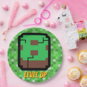 ピクセル化されたゲーマーグリーンビルレベルアップ8 ペーパープレート (パーティー)