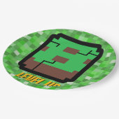 ピクセル化されたゲーマーグリーンビルレベルアップ8 ペーパープレート (アングル)