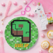 ピクセル化されたゲーマーグリーンビルレベルアップ9 ペーパープレート (パーティー)