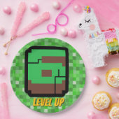 ピクセル化されたゲーマーグリーンビルレベルアップ 6 ペーパープレート (パーティー)