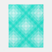ピクセル化されたターコイズ繰り返しパターンの濃淡 フリースブランケット (正面)