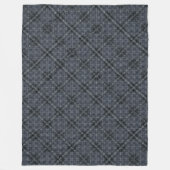 ピクセル化されたドットを持つ灰色の不規則な格子模様の正方形 フリースブランケット (正面)